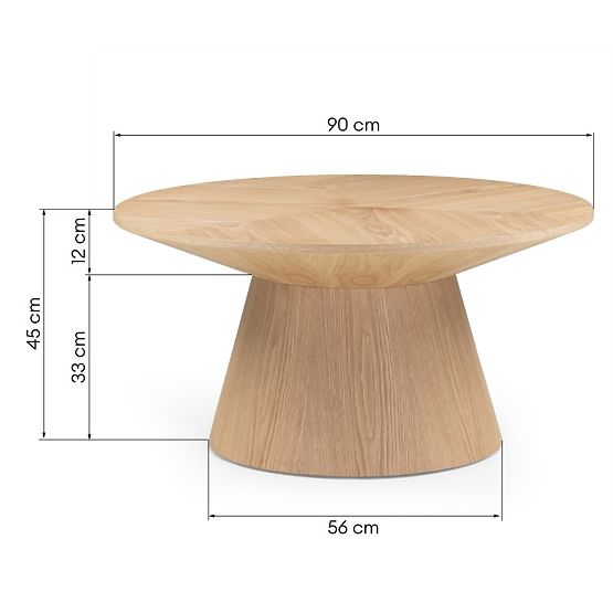Konferenčna miza Dalarna, 90 cm, okrogla, naravni hrastov furnir