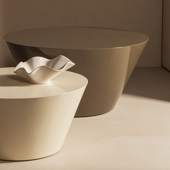 Konferenčna miza Eclipso, 60 cm, kremno bela, sijajna