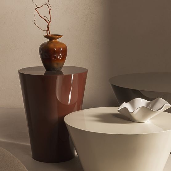 Konferenčna miza Eclipso, 60 cm, kremno bela, sijajna