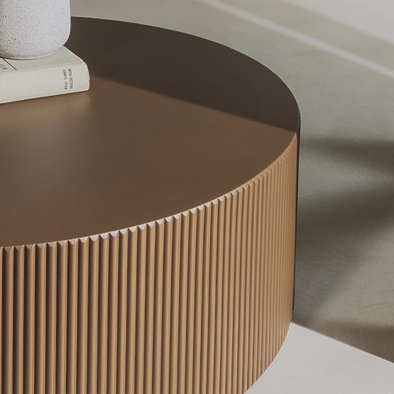 Konferenčna miza Ermanno, 90 cm, mocha, z rebrastim vzorcem