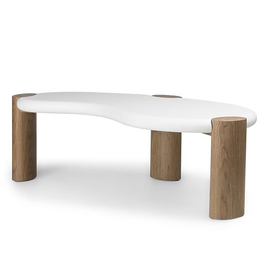 Konferenčna miza Floe 125 cm, bela/oreh