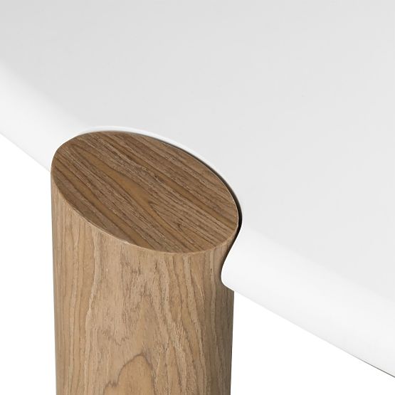 Konferenčna miza Floe 125 cm, bela/oreh