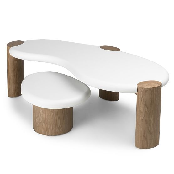 Konferenčna miza Floe 125 cm, bela/oreh