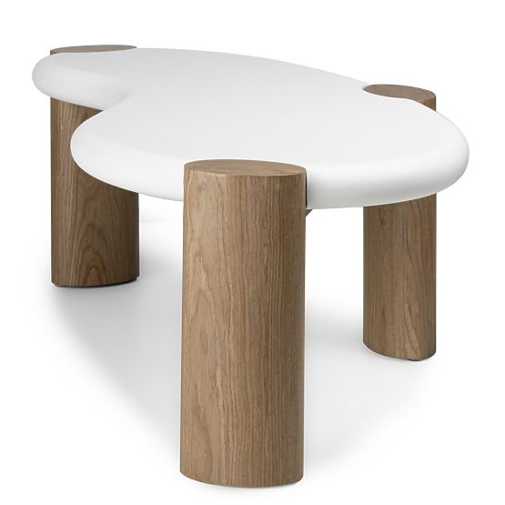 Konferenčna miza Floe 125 cm, bela/oreh