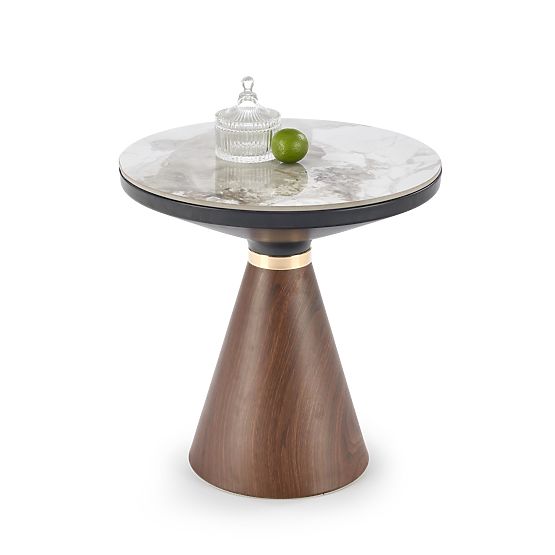 Konferenčna miza GENESIS_S bel marmor / oreh / zlato