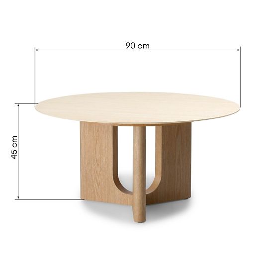Konferenčna miza Klimt 90 cm, okrogla, travertin/hrast