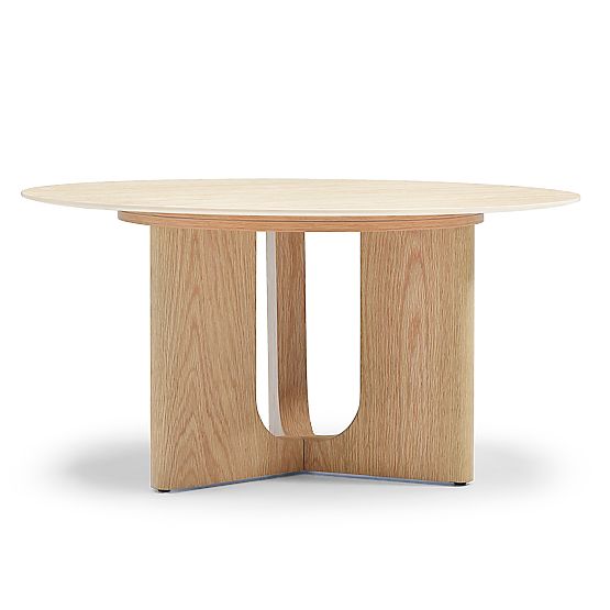 Konferenčna miza Klimt 90 cm, okrogla, travertin/hrast