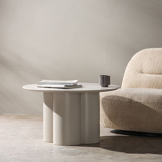 Konferenčna miza Lazaro 80 cm, okrogla, sivo-bež