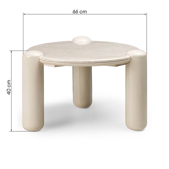 Konferenčna miza Noemi 66 cm, svetlo bežna/marmor, sijajna