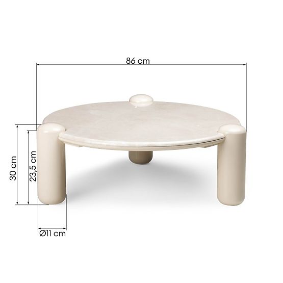 Konferenčna miza Noemi 86 cm, svetlo bežna/marmor, sijajna