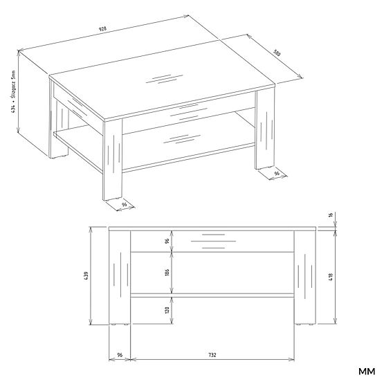 Konferenčna miza OHIO HRAST ARTISAN ČRNA Miza Polica Za Dnevno Sobo 93x58x43,5 Cm