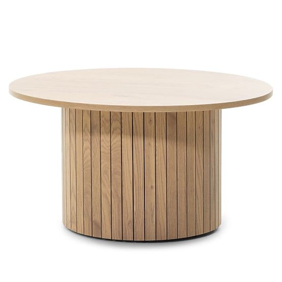 Konferenčna miza Remigio 80 cm, okrogla z letvicami, hrast