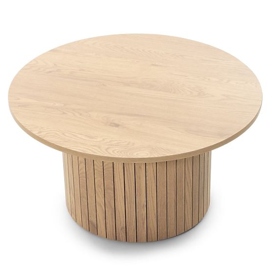 Konferenčna miza Remigio 80 cm, okrogla z letvicami, hrast