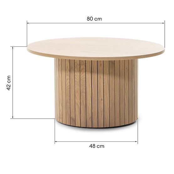 Konferenčna miza Remigio 80 cm, okrogla z letvicami, hrast