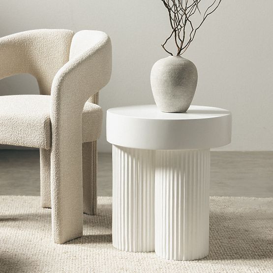 Konferenčna miza Salerno 45 cm, okrogla, bela, z utori