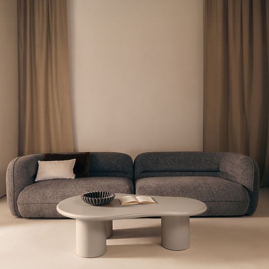 Konferenčna miza Sucre temno bež, mat, zaobljena oblika