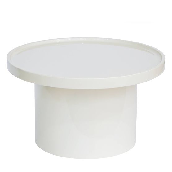 Konferenčna mizica Chia, 70 cm, bela, sijajna