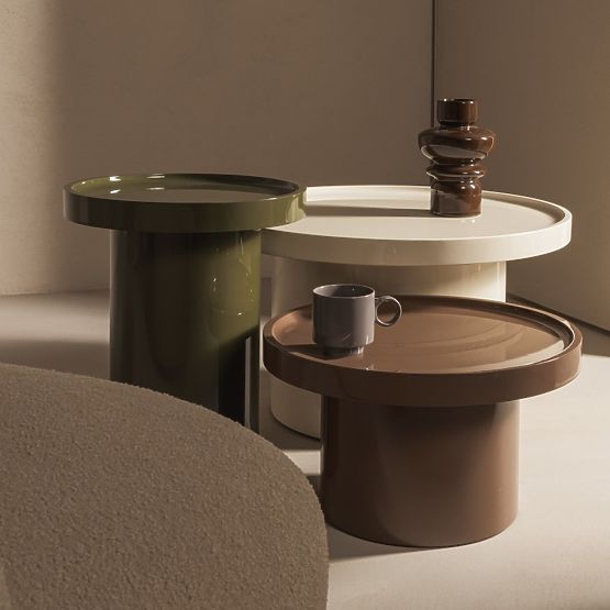 Konferenčna mizica Chia, 70 cm, bela, sijajna