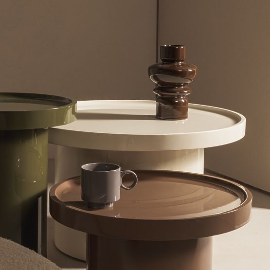 Konferenčna mizica Chia, 70 cm, bela, sijajna