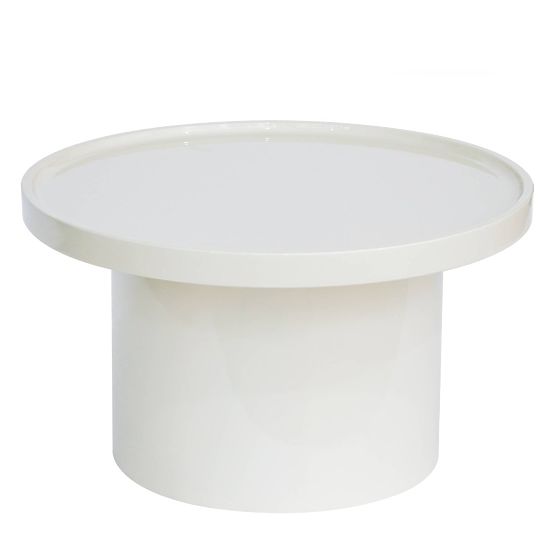 Konferenčna mizica Chia, 70 cm, bela, sijajna