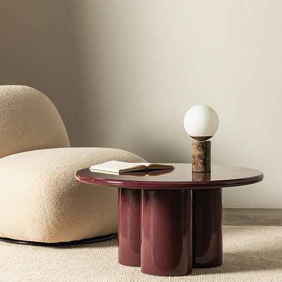 Konferenčna mizica Everett 80 cm, bordo, sijajna