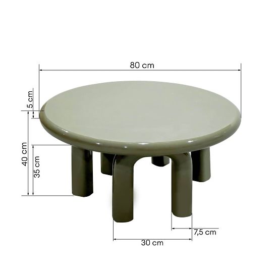 Konferenčna mizica Flambe 80 cm, zelena/siva, sijajna