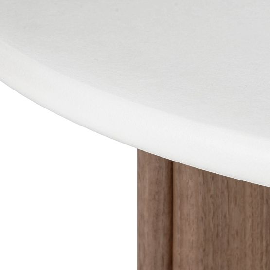 Konferenčna mizica Marlo 80 cm, kremno bela/oreh, mikrocement