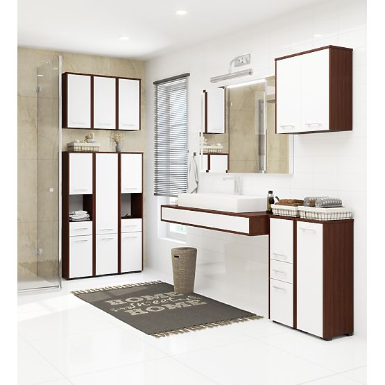 KOPALNIŠKA OMARICA FIN NAD PRALNI STROJ WENGE / BELA