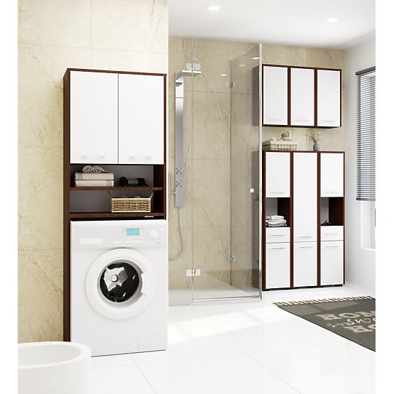 KOPALNIŠKA OMARICA FIN NAD PRALNI STROJ WENGE / BELA