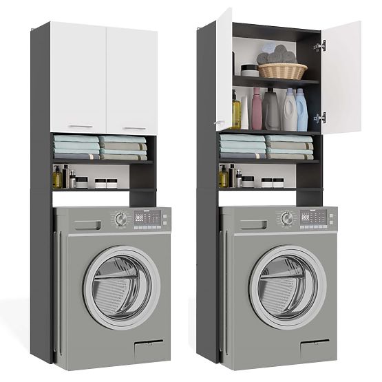 Kopalniška omarica nad pralni stroj POLA DK ANTRACIT BELA Regal Stolpec 180X64X30