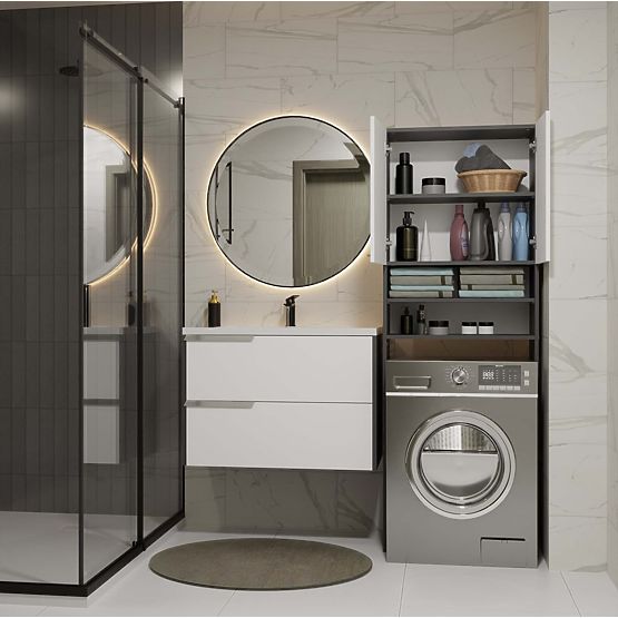 Kopalniška omarica nad pralni stroj POLA DK ANTRACIT BELA Regal Stolpec 180X64X30