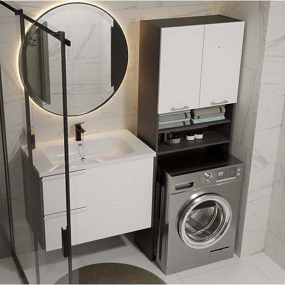 Kopalniška omarica nad pralni stroj POLA DK ANTRACIT BELA Regal Stolpec 180X64X30