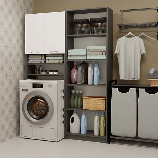 Kopalniška omarica nad pralni stroj POLA DK ANTRACIT BELA Regal Stolpec 180X64X30