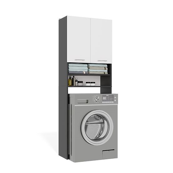 Kopalniška omarica nad pralni stroj POLA DK ANTRACIT BELA Regal Stolpec 180X64X30