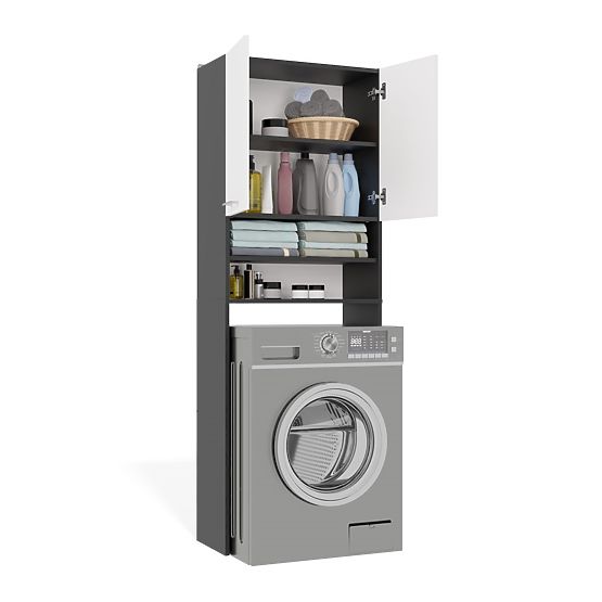 Kopalniška omarica nad pralni stroj POLA DK ANTRACIT BELA Regal Stolpec 180X64X30