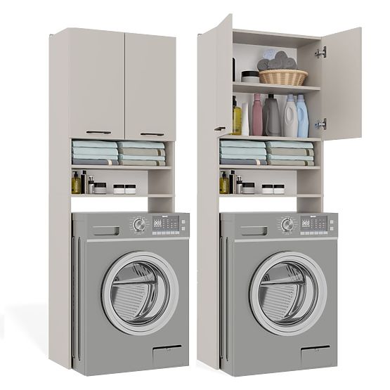 Kopalniška omarica nad pralni stroj POLA DK KAŠMIR BEŽ Regál Stolpec 180X64X30