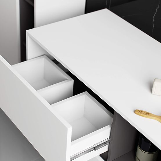 KOPALNIŠKA OMARICA POD UMIVALNIK VAMI W90 2SZ 2P PK BELA / GRAFITNO SIVA