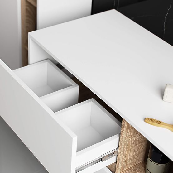 KOPALNIŠKA OMARICA POD UMIVALNIK VAMI W90 2SZ 2P PK BELA / HRAST SONOMA