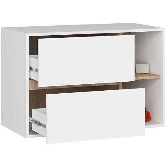 KOPALNIŠKA OMARICA POD UMIVALNIK VAMI W90 2SZ 2P BELA / HRAST SONOMA