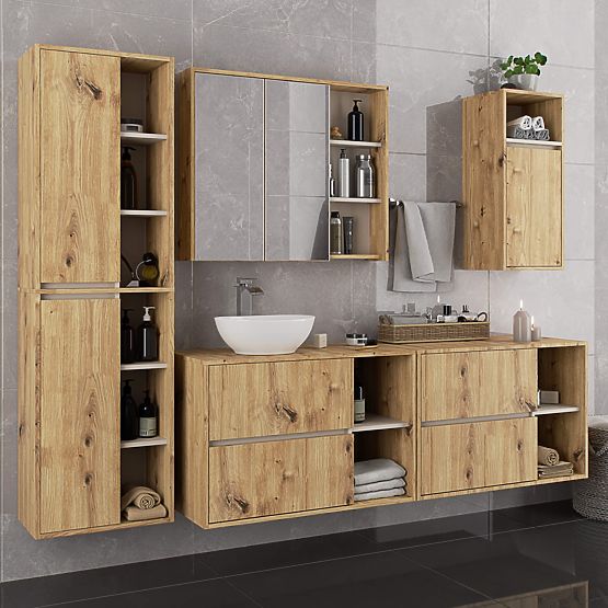 KOPALNIŠKA OMARICA POD UMIVALNIK VAMI W90 2SZ 2P HRAST ARTISAN / KAŠMIR