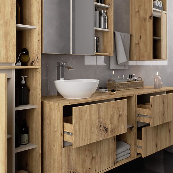 KOPALNIŠKA OMARICA POD UMIVALNIK VAMI W90 2SZ 2P HRAST ARTISAN / KAŠMIR