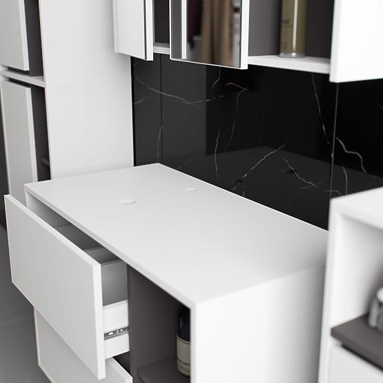 KOPALNIŠKA OMARICA POD UMIVALNIK Z ODPRTINAMI VAMI W90 UM 2SZ 2P BELA / GRAFITNO SIVA