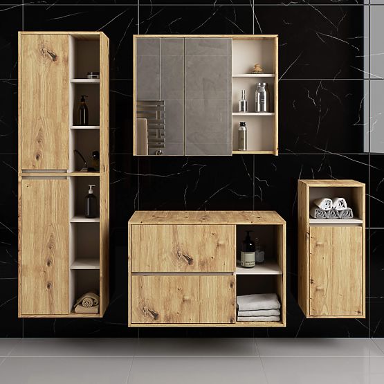 KOPALNIŠKA OMARICA POD UMIVALNIK Z ODPRTINAMI VAMI W90 UM 2SZ 2P HRAST ARTISAN / KAŠMIR