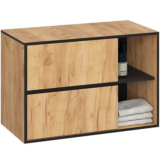 KOPALNIŠKA OMARICA POD UMIVALNIK Z ODPRTINAMI VAMI W90 UM 2SZ 2P HRAST CRAFT / ČRNA