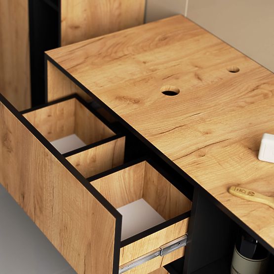 KOPALNIŠKA OMARICA POD UMIVALNIK Z ODPRTINAMI VAMI W90 UM 2SZ 2P HRAST CRAFT / ČRNA