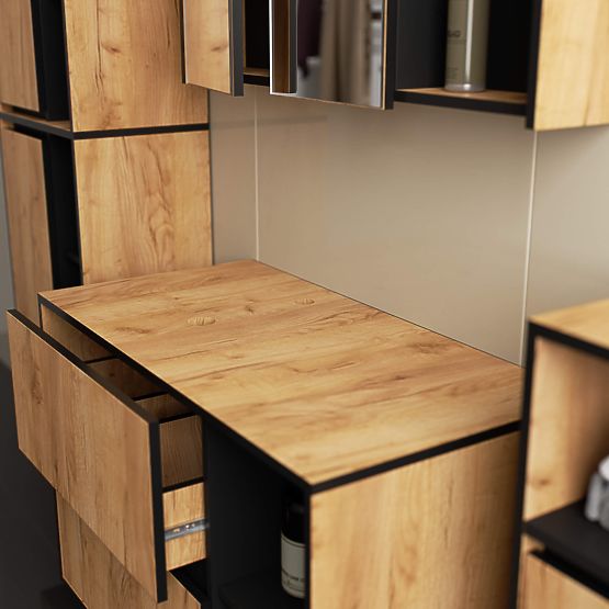 KOPALNIŠKA OMARICA POD UMIVALNIK Z ODPRTINAMI VAMI W90 UM 2SZ 2P HRAST CRAFT / ČRNA