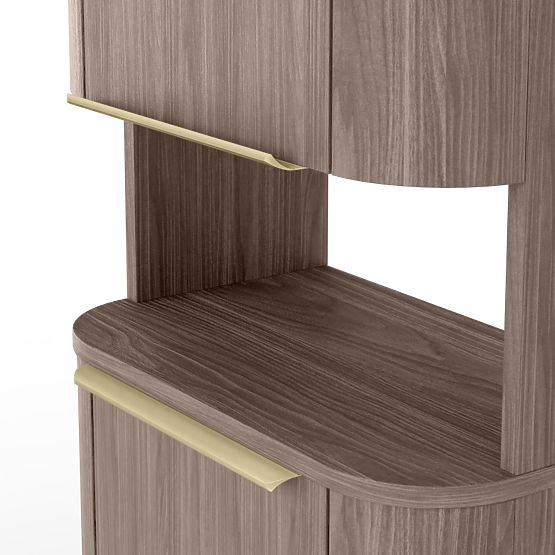 Kopalniška omarica, steber Bassa oreh lincoln, zlate ročaje, zaobljen