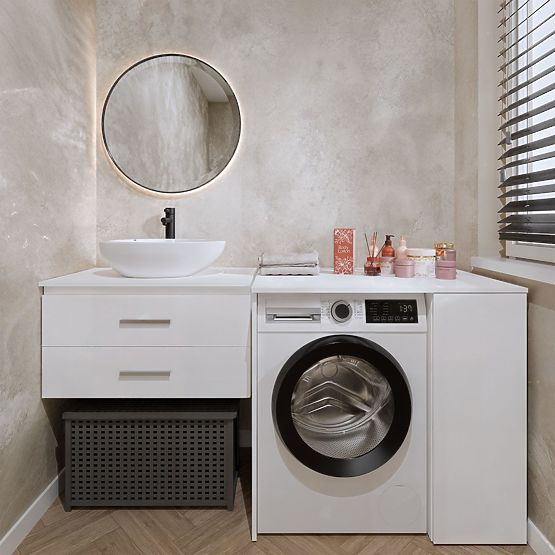 Kopalniška omarica za pralni stroj z vrati POLA NP 1D BELA 2 Police