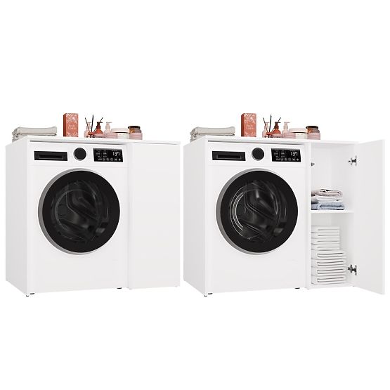 Kopalniška omarica za pralni stroj z vrati POLA NP 1D BELA 2 Police