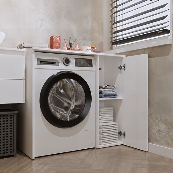 Kopalniška omarica za pralni stroj z vrati POLA NP 1D BELA 2 Police